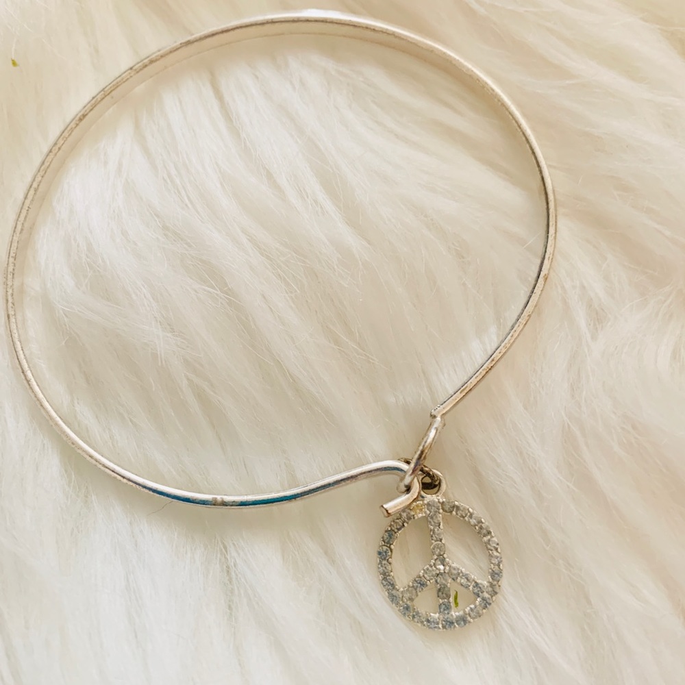 Express Silver Bracelet with Peace Sign Charm